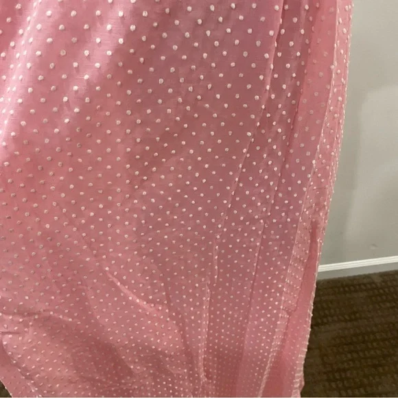VINTAGE J.C. Penney Pink & White Swiss Dot Princess Floral 1976 Maxi Dress - Picture 7 of 11